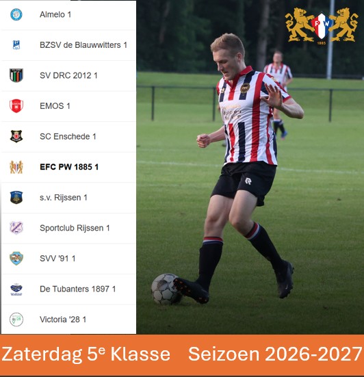 Indeling Zaterdag 1 bekend